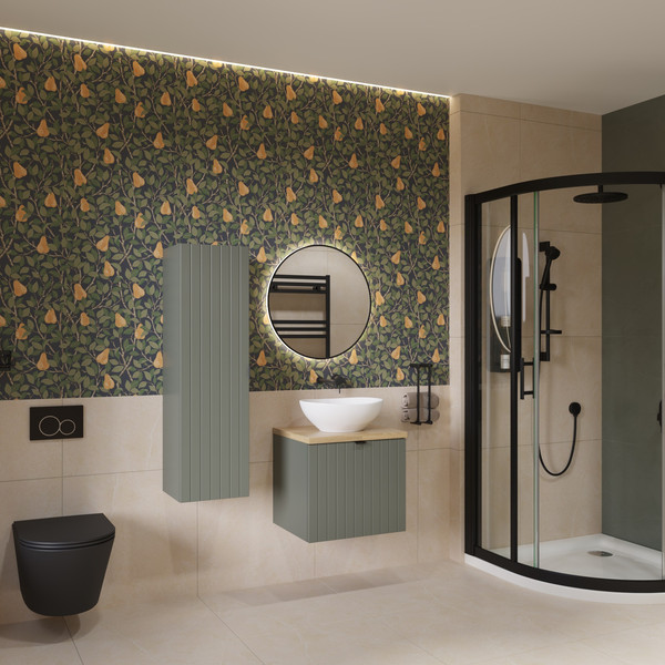 Изображение товара Тумба под умывальник Lauter Melisa 50 (серо-зеленый п/мат, три ручки в комплекте)