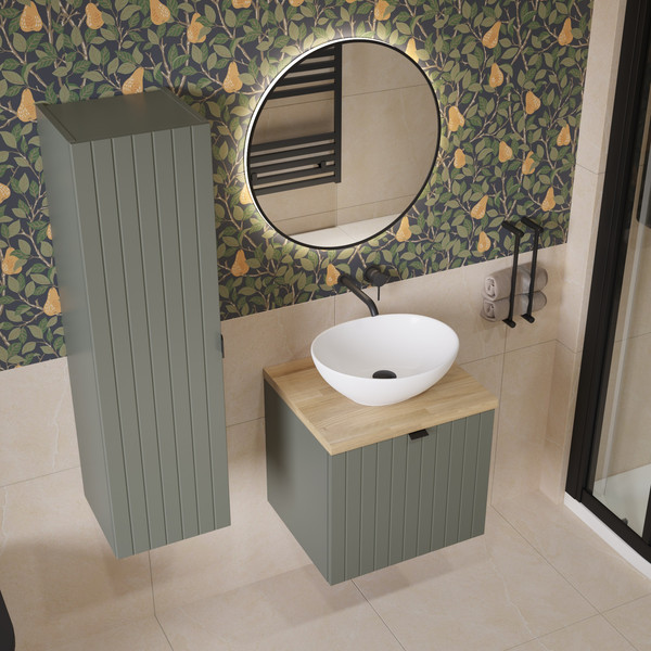 Изображение товара Тумба под умывальник Lauter Melisa 50 (серо-зеленый п/мат, три ручки в комплекте)