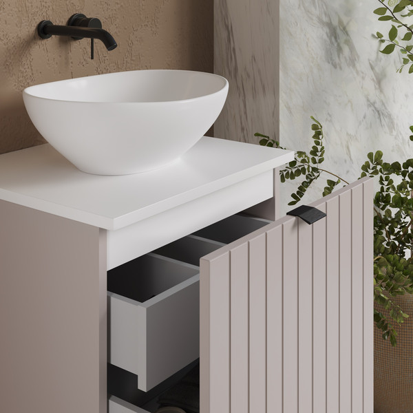 Изображение товара Тумба под умывальник Lauter Melisa 50 (кашемир п/мат, три ручки в комплекте)