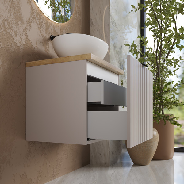 Изображение товара Тумба под умывальник Lauter Melisa 50 (кашемир п/мат, три ручки в комплекте)