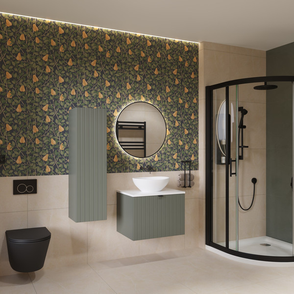 Изображение товара Тумба под умывальник Lauter Melisa 60 (серо-зеленый п/мат, три ручки в комплекте)