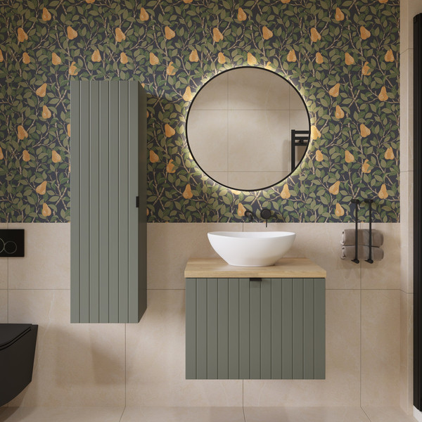 Изображение товара Тумба под умывальник Lauter Melisa 60 (серо-зеленый п/мат, три ручки в комплекте)