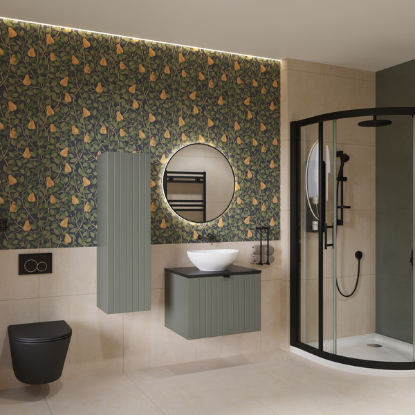 Изображение товара Тумба под умывальник Lauter Melisa 60 (серо-зеленый п/мат, три ручки в комплекте)