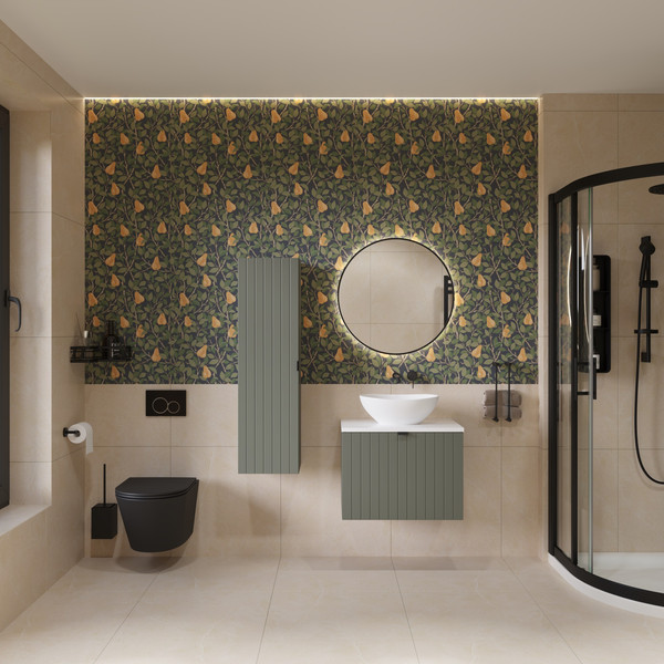 Изображение товара Тумба под умывальник Lauter Melisa 60 (серо-зеленый п/мат, три ручки в комплекте)