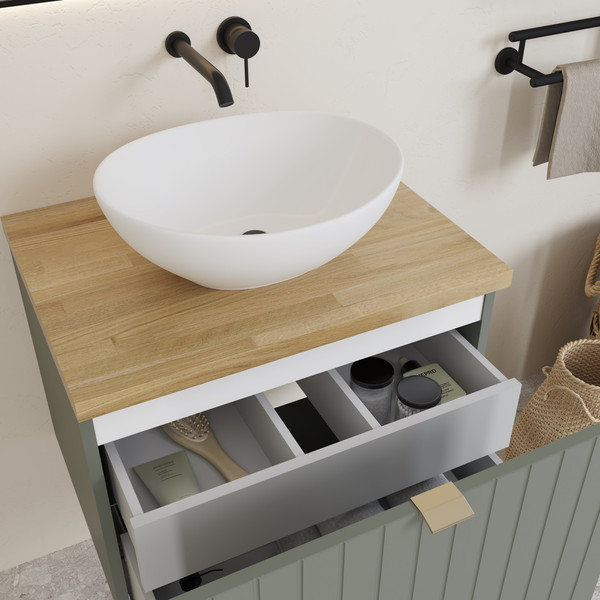 Изображение товара Тумба под умывальник Lauter Melisa 60 (серо-зеленый п/мат, три ручки в комплекте)