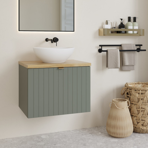 Изображение товара Тумба под умывальник Lauter Melisa 60 (серо-зеленый п/мат, три ручки в комплекте)