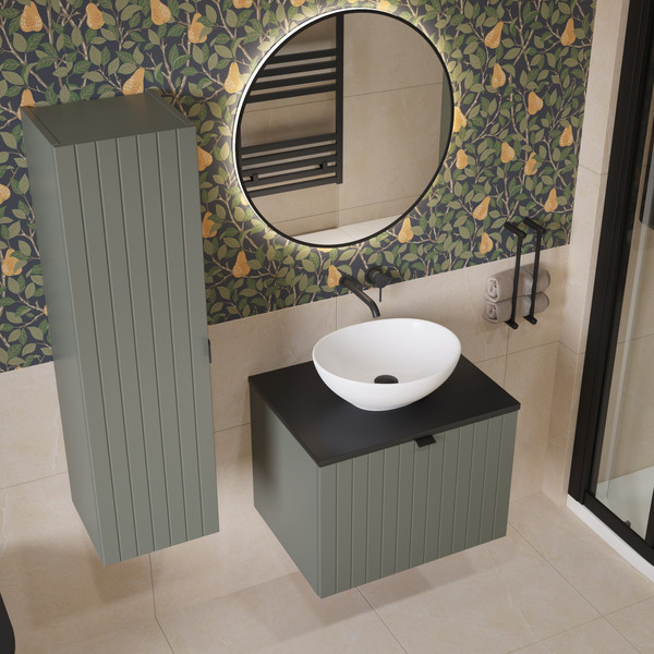 Изображение товара Тумба под умывальник Lauter Melisa 60 (серо-зеленый п/мат, три ручки в комплекте)