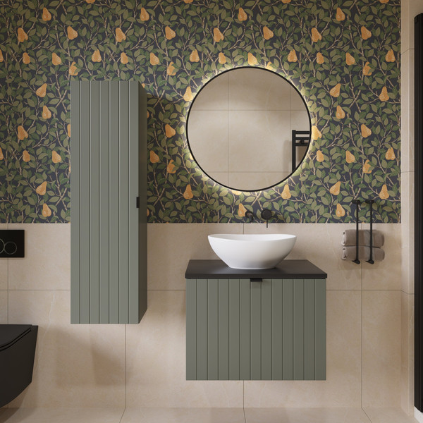 Изображение товара Тумба под умывальник Lauter Melisa 60 (серо-зеленый п/мат, три ручки в комплекте)