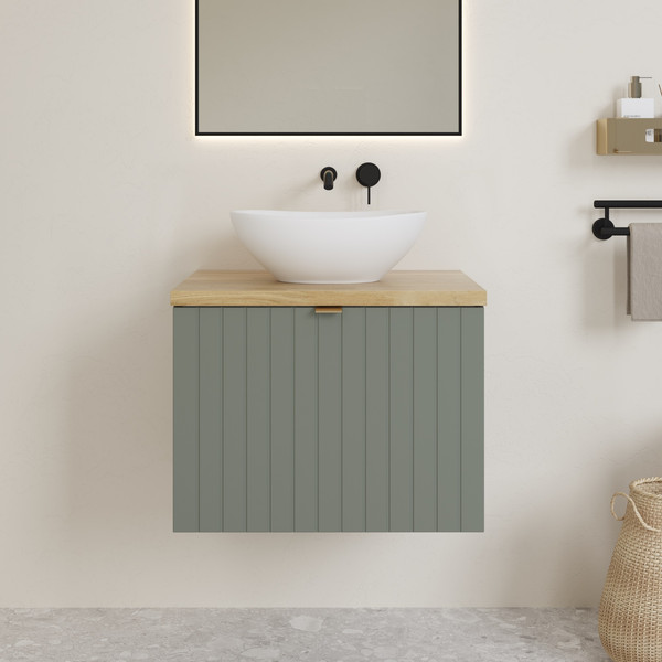 Изображение товара Тумба под умывальник Lauter Melisa 60 (серо-зеленый п/мат, три ручки в комплекте)