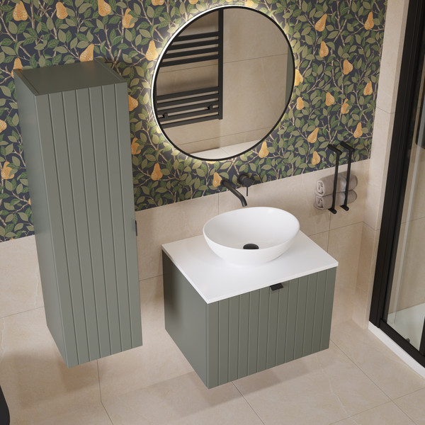 Изображение товара Тумба под умывальник Lauter Melisa 60 (серо-зеленый п/мат, три ручки в комплекте)