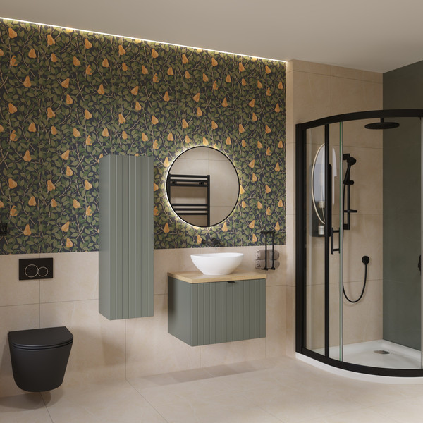 Изображение товара Тумба под умывальник Lauter Melisa 60 (серо-зеленый п/мат, три ручки в комплекте)