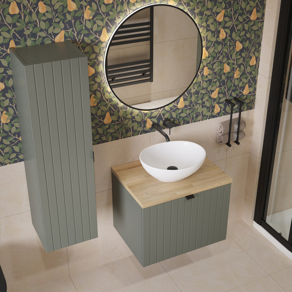 Изображение товара Тумба под умывальник Lauter Melisa 60 (серо-зеленый п/мат, три ручки в комплекте)