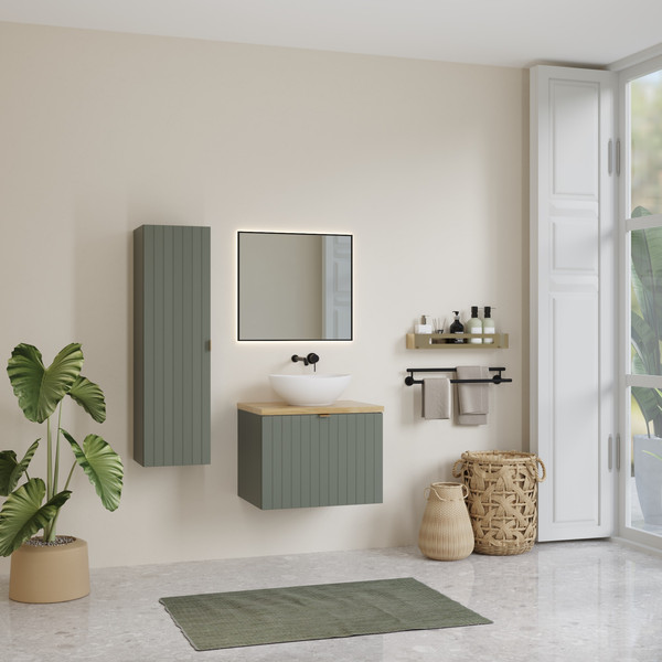 Изображение товара Тумба под умывальник Lauter Melisa 60 (серо-зеленый п/мат, три ручки в комплекте)