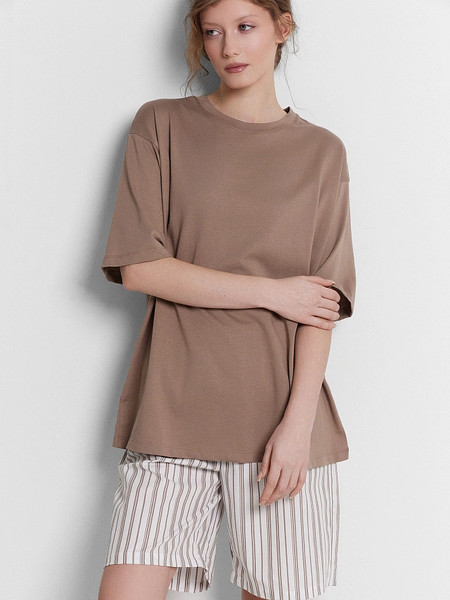 Изображение товара Пижама Mark Formelle 592596 (р.164/170-88-94, мокко/мокко полоска на белом)