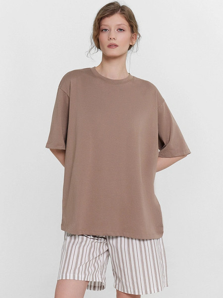 Изображение товара Пижама Mark Formelle 592596 (р.164/170-88-94, мокко/мокко полоска на белом)