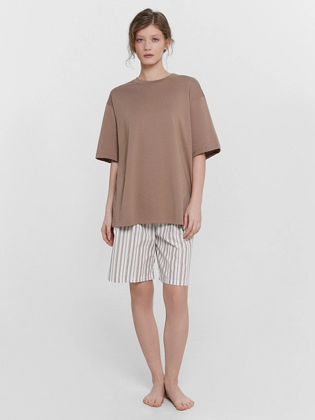 Изображение товара Пижама Mark Formelle 592596 (р.164/170-88-94, мокко/мокко полоска на белом)