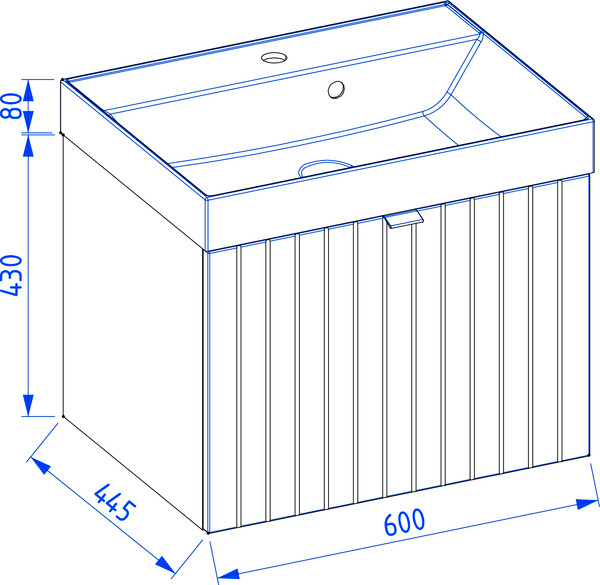 Изображение товара Тумба под умывальник Lauter Melisa 60 (кашемир п/мат, три ручки в комплекте)