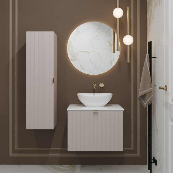 Изображение товара Тумба под умывальник Lauter Melisa 60 (кашемир п/мат, три ручки в комплекте)