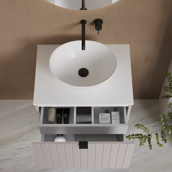 Изображение товара Тумба под умывальник Lauter Melisa 60 (кашемир п/мат, три ручки в комплекте)