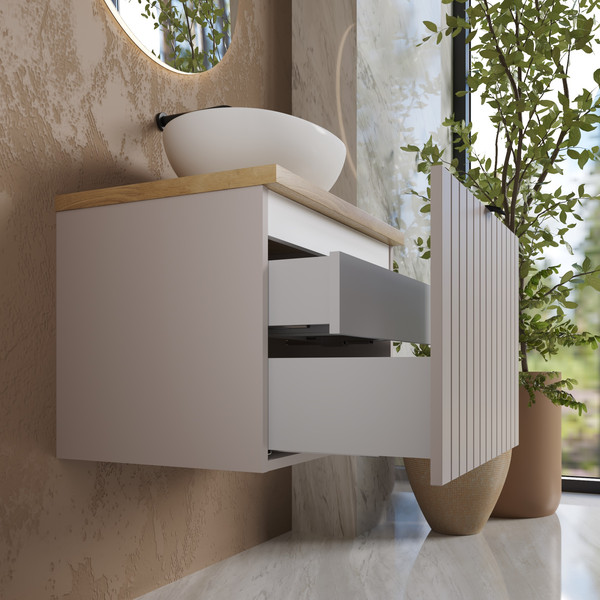 Изображение товара Тумба под умывальник Lauter Melisa 60 (кашемир п/мат, три ручки в комплекте)