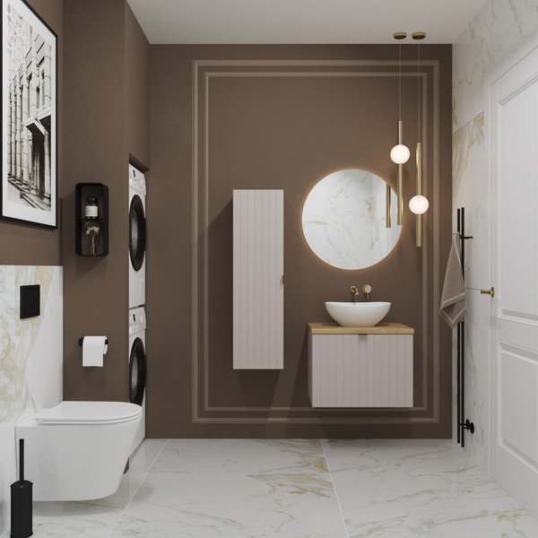 Изображение товара Тумба под умывальник Lauter Melisa 60 (кашемир п/мат, три ручки в комплекте)