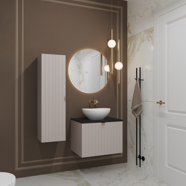 Изображение товара Тумба под умывальник Lauter Melisa 60 (кашемир п/мат, три ручки в комплекте)