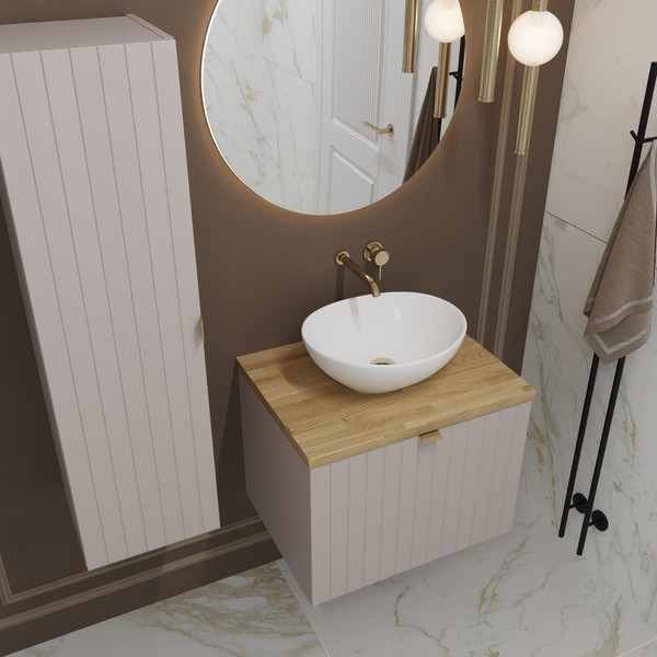 Изображение товара Тумба под умывальник Lauter Melisa 60 (кашемир п/мат, три ручки в комплекте)