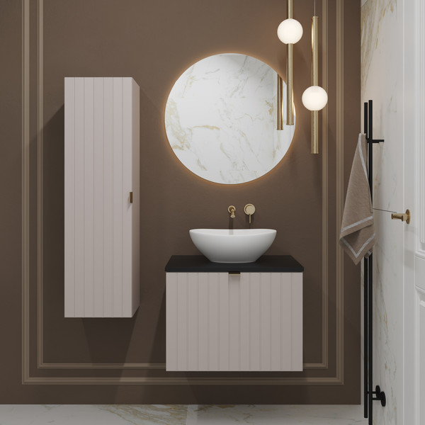 Изображение товара Тумба под умывальник Lauter Melisa 60 (кашемир п/мат, три ручки в комплекте)