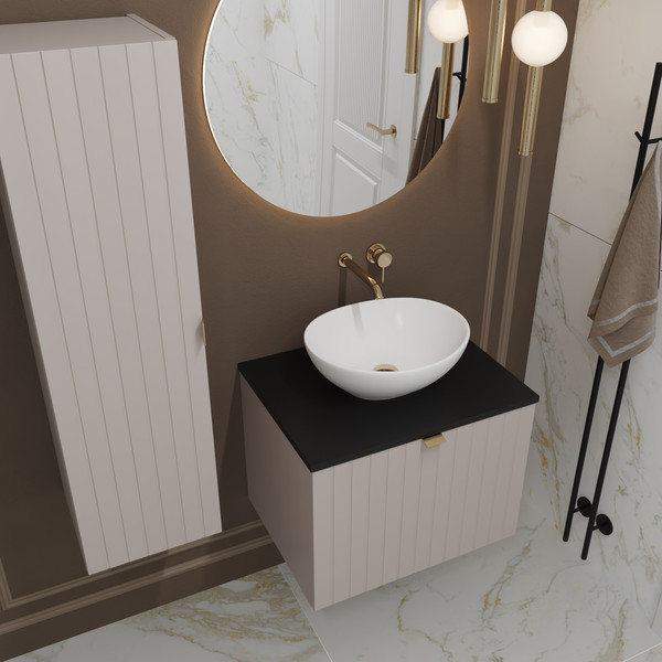 Изображение товара Тумба под умывальник Lauter Melisa 60 (кашемир п/мат, три ручки в комплекте)