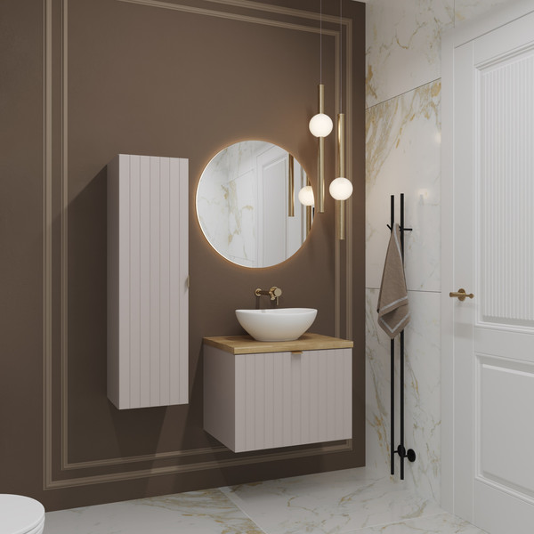 Изображение товара Тумба под умывальник Lauter Melisa 60 (кашемир п/мат, три ручки в комплекте)