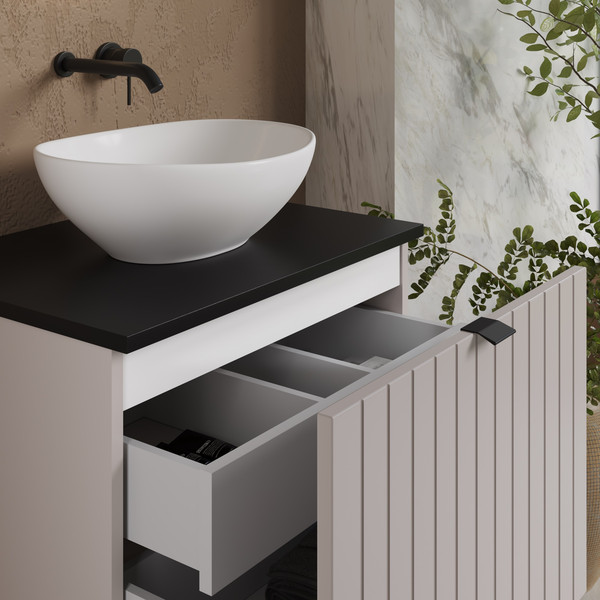 Изображение товара Тумба под умывальник Lauter Melisa 60 (кашемир п/мат, три ручки в комплекте)