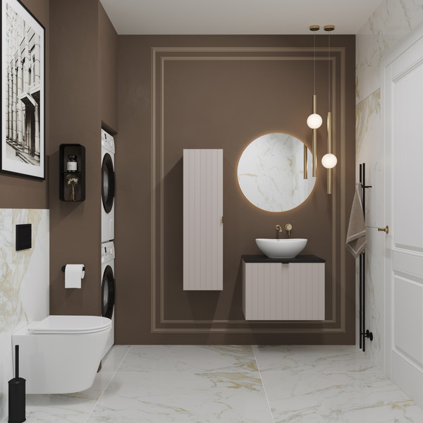 Изображение товара Тумба под умывальник Lauter Melisa 60 (кашемир п/мат, три ручки в комплекте)