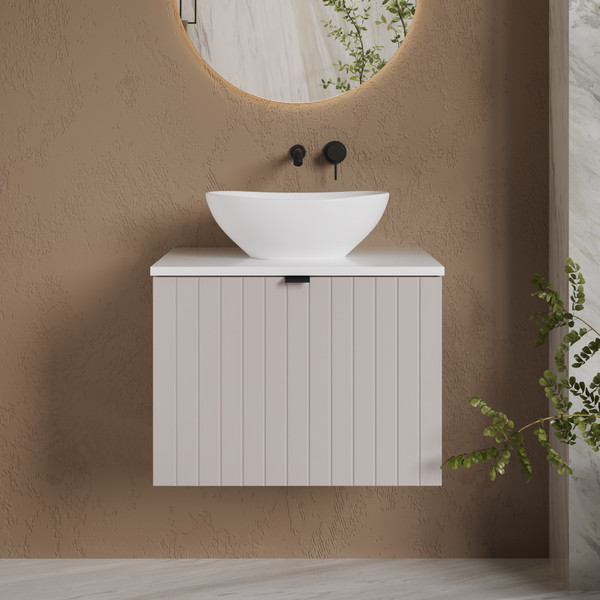 Изображение товара Тумба под умывальник Lauter Melisa 60 (кашемир п/мат, три ручки в комплекте)