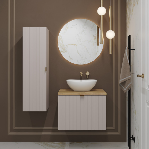 Изображение товара Тумба под умывальник Lauter Melisa 60 (кашемир п/мат, три ручки в комплекте)