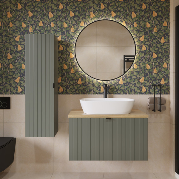 Изображение товара Тумба под умывальник Lauter Melisa 80 (серо-зеленый п/мат, три ручки в комплекте)