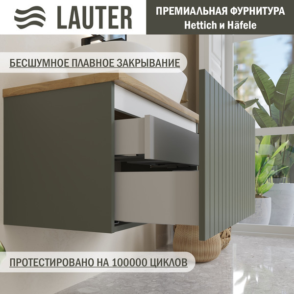 Изображение товара Тумба под умывальник Lauter Melisa 80 (серо-зеленый п/мат, три ручки в комплекте)