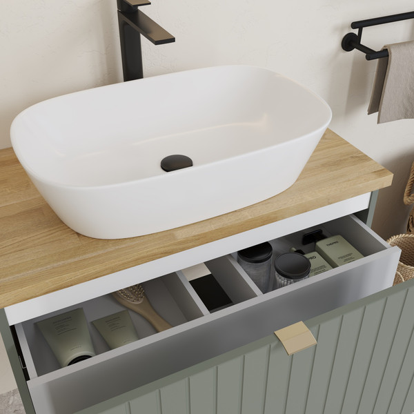 Изображение товара Тумба под умывальник Lauter Melisa 80 (серо-зеленый п/мат, три ручки в комплекте)