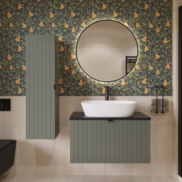 Изображение товара Тумба под умывальник Lauter Melisa 80 (серо-зеленый п/мат, три ручки в комплекте)