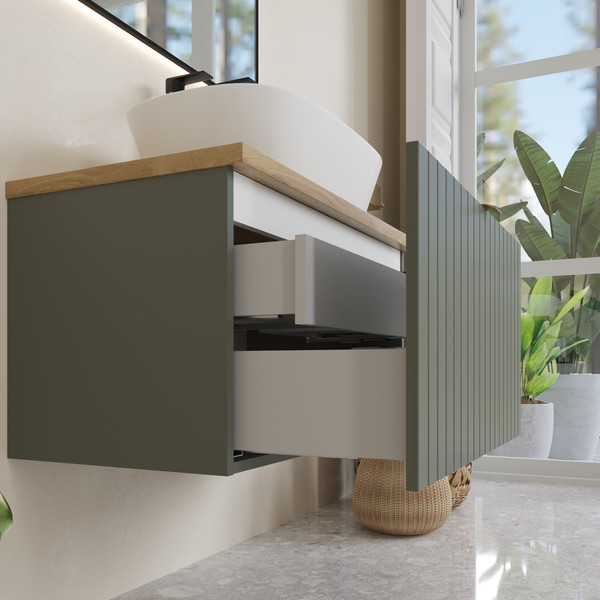 Изображение товара Тумба под умывальник Lauter Melisa 80 (серо-зеленый п/мат, три ручки в комплекте)