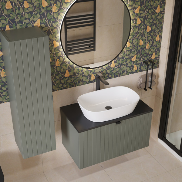 Изображение товара Тумба под умывальник Lauter Melisa 80 (серо-зеленый п/мат, три ручки в комплекте)