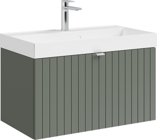 Изображение товара Тумба под умывальник Lauter Melisa 80 (серо-зеленый п/мат, три ручки в комплекте)