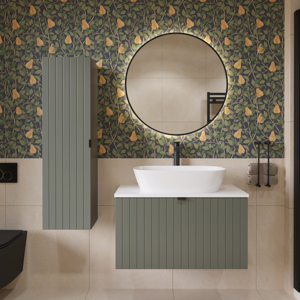 Изображение товара Тумба под умывальник Lauter Melisa 80 (серо-зеленый п/мат, три ручки в комплекте)