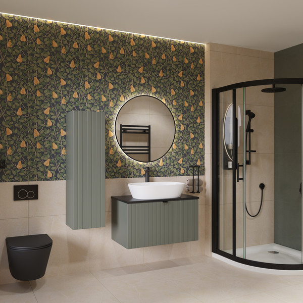 Изображение товара Тумба под умывальник Lauter Melisa 80 (серо-зеленый п/мат, три ручки в комплекте)