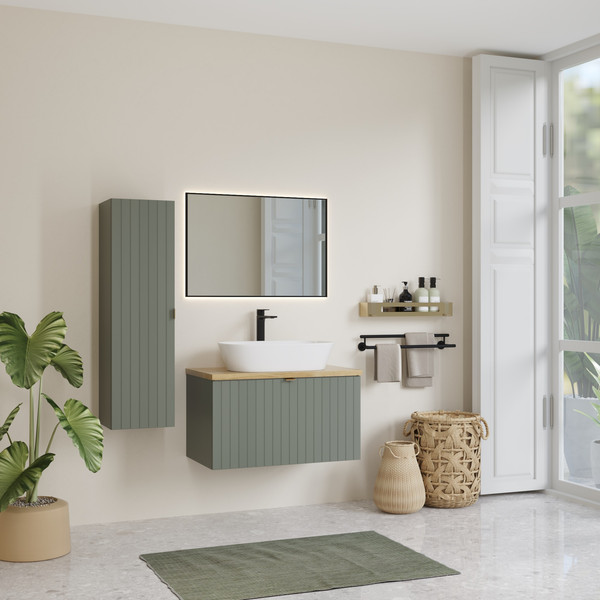 Изображение товара Тумба под умывальник Lauter Melisa 80 (серо-зеленый п/мат, три ручки в комплекте)