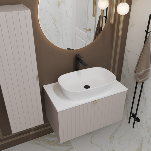 Изображение товара Тумба под умывальник Lauter Melisa 80 (кашемир п/мат, три ручки в комплекте)