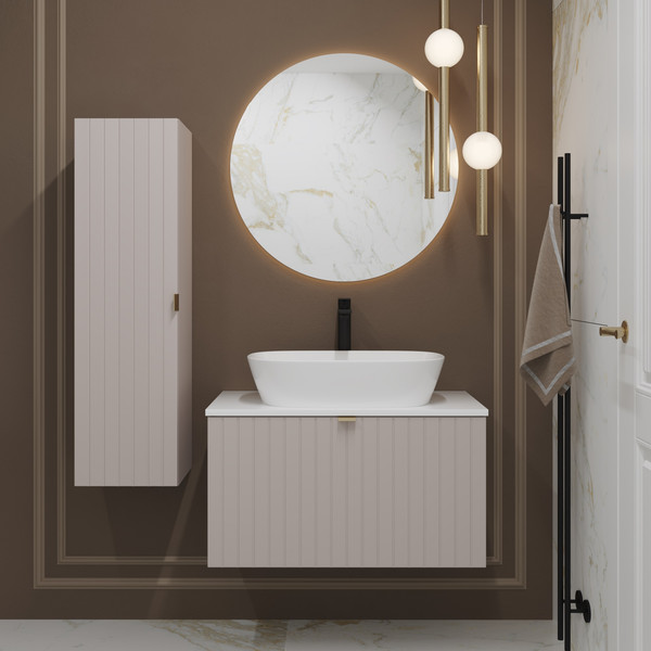 Изображение товара Тумба под умывальник Lauter Melisa 80 (кашемир п/мат, три ручки в комплекте)