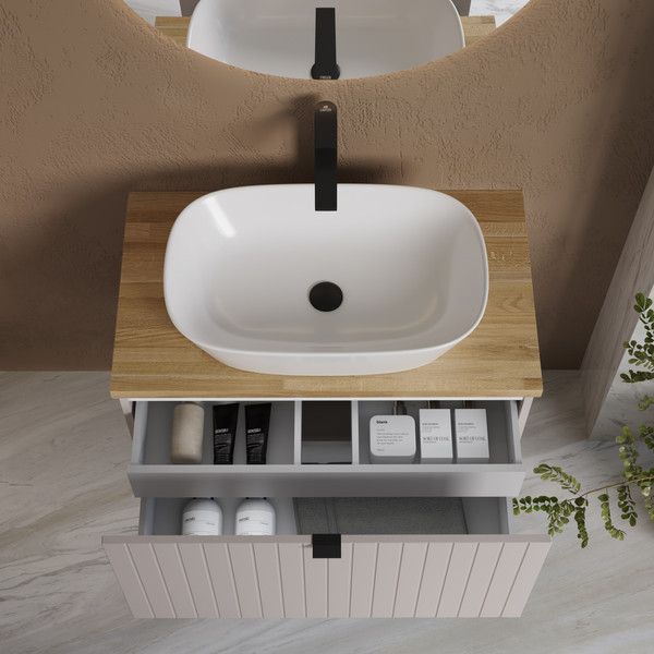 Изображение товара Тумба под умывальник Lauter Melisa 80 (кашемир п/мат, три ручки в комплекте)