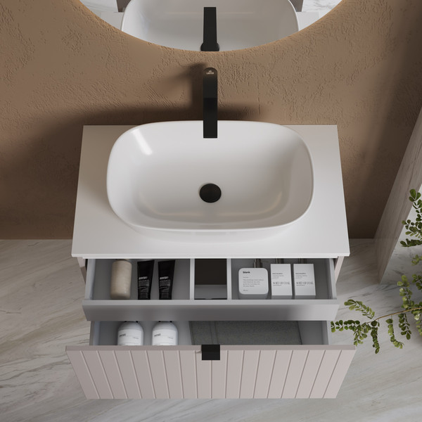 Изображение товара Тумба под умывальник Lauter Melisa 80 (кашемир п/мат, три ручки в комплекте)