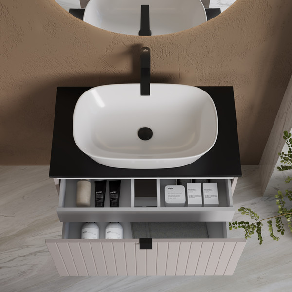 Изображение товара Тумба под умывальник Lauter Melisa 80 (кашемир п/мат, три ручки в комплекте)