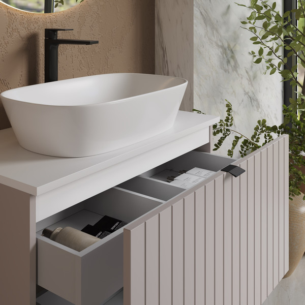 Изображение товара Тумба под умывальник Lauter Melisa 80 (кашемир п/мат, три ручки в комплекте)